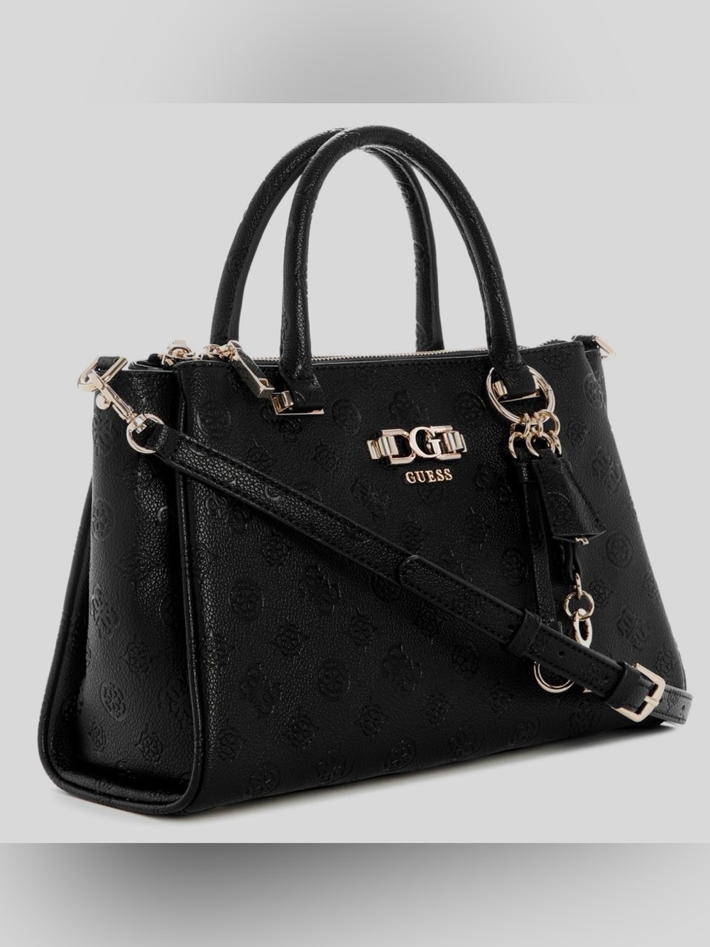 Guess Anise Large Black Satchel with Shiny Gold-Tone Hardware NWOT - Picture 2 of 6
